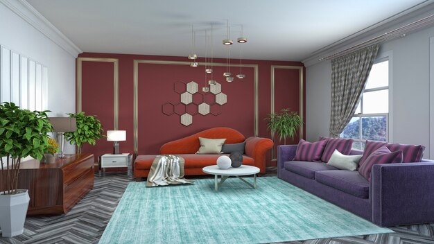 Illustrazione dell'interno del soggiorno