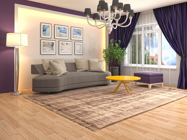 Illustrazione dell'interno del soggiorno