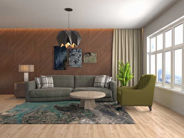 Illustrazione dell'interno del soggiorno