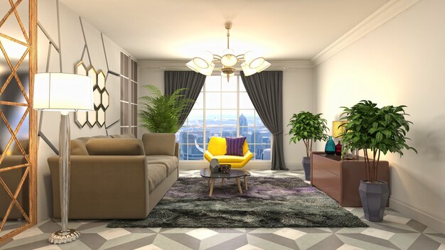 Illustrazione dell'interno del soggiorno