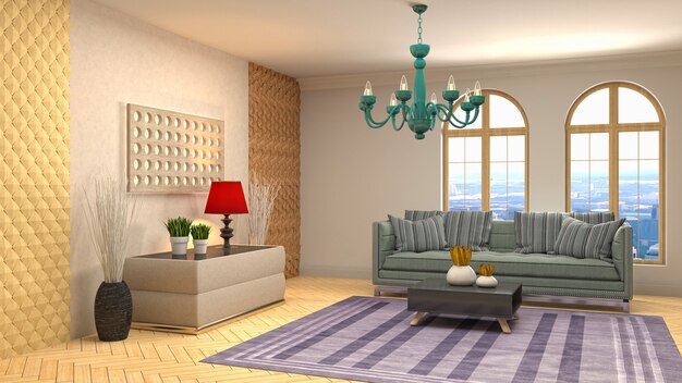 Illustrazione dell'interno del soggiorno