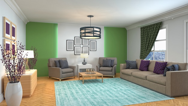 Illustrazione dell'interno del soggiorno
