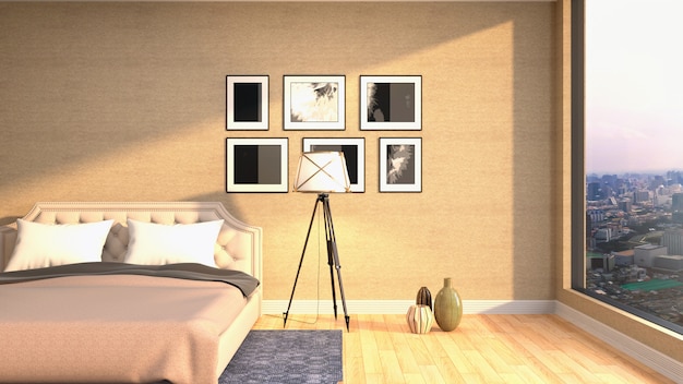 Illustrazione dell'interno della camera da letto