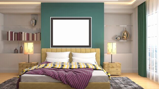 Illustrazione dell'interno della camera da letto