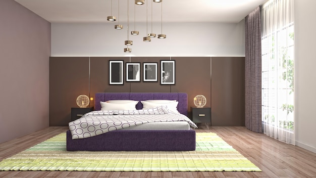 Illustrazione dell'interno della camera da letto