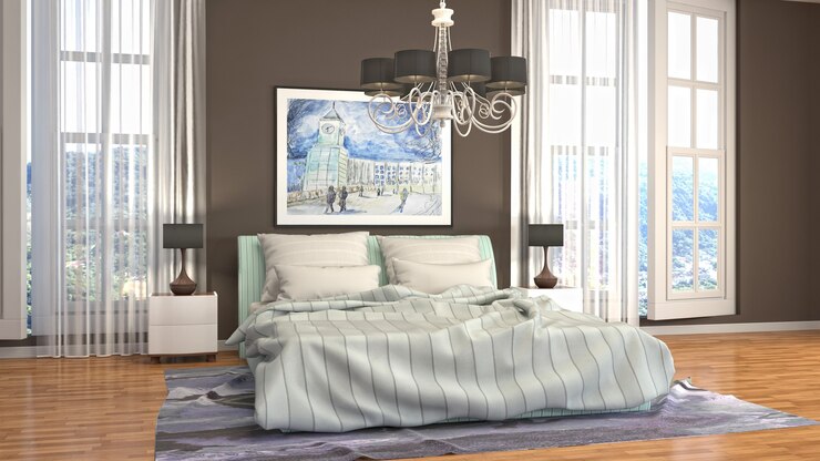 Foto illustrazione dell'interno della camera da letto
