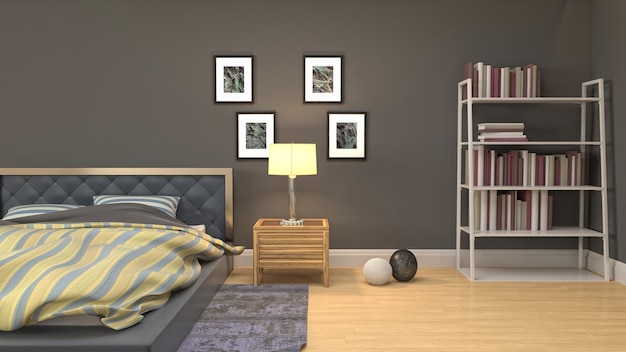 Illustrazione dell'interno della camera da letto