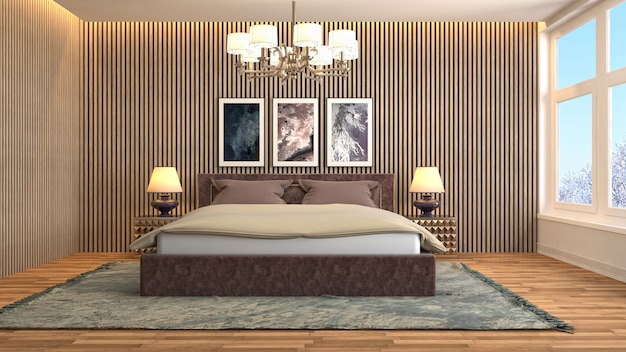 Illustrazione dell'interno della camera da letto