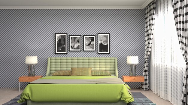 Illustrazione dell'interno della camera da letto