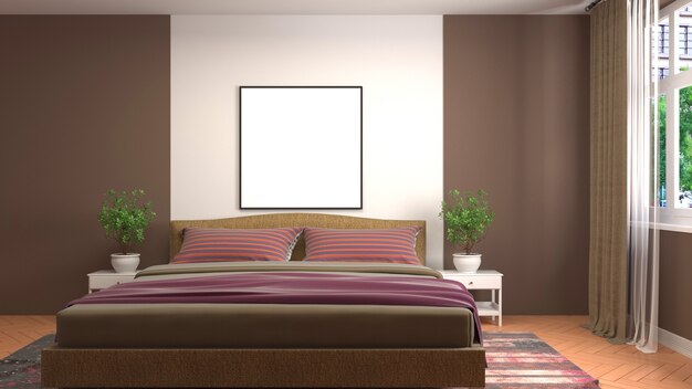 Illustrazione dell'interno della camera da letto