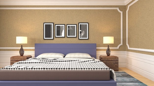 Illustrazione dell'interno della camera da letto