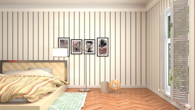 Illustrazione dell'interno della camera da letto