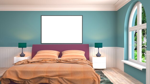 Illustrazione dell'interno della camera da letto