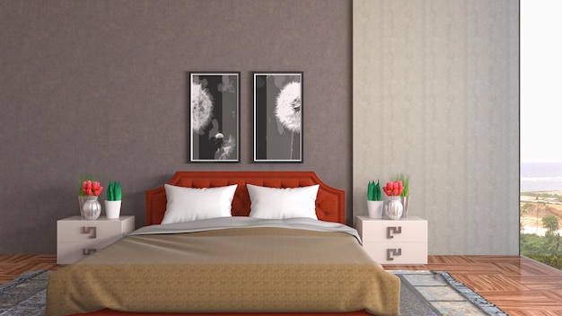 Illustrazione dell'interno della camera da letto