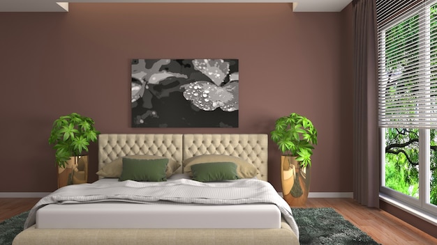 Illustrazione dell'interno della camera da letto