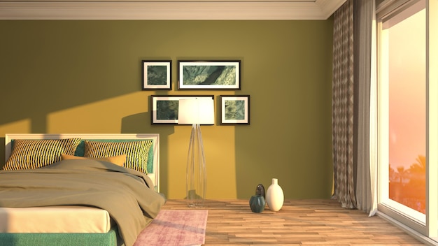 Illustrazione dell'interno della camera da letto