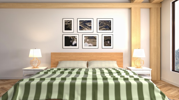 Illustrazione dell'interno della camera da letto