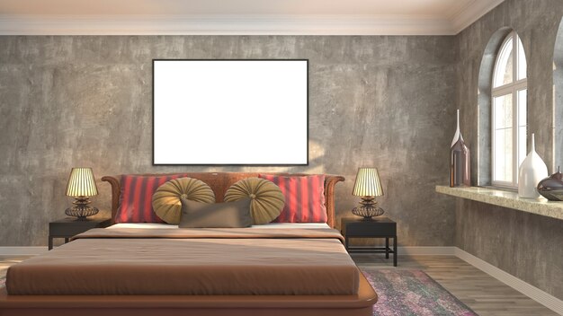 Illustrazione dell'interno della camera da letto