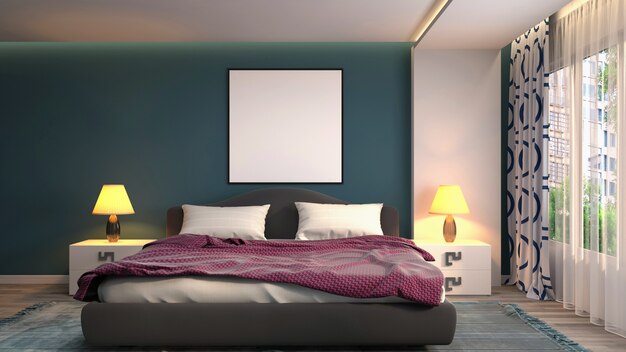 Illustrazione dell'interno della camera da letto