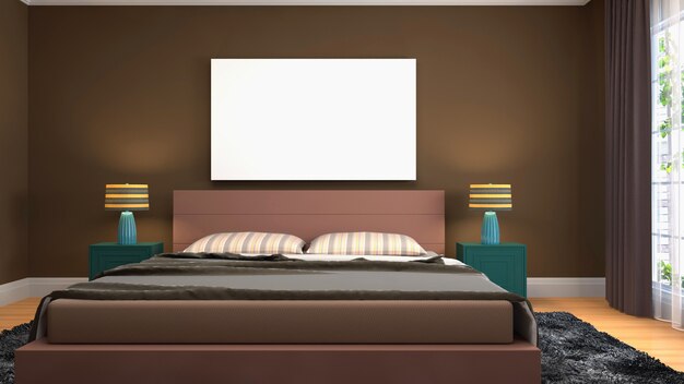 Illustrazione dell'interno della camera da letto