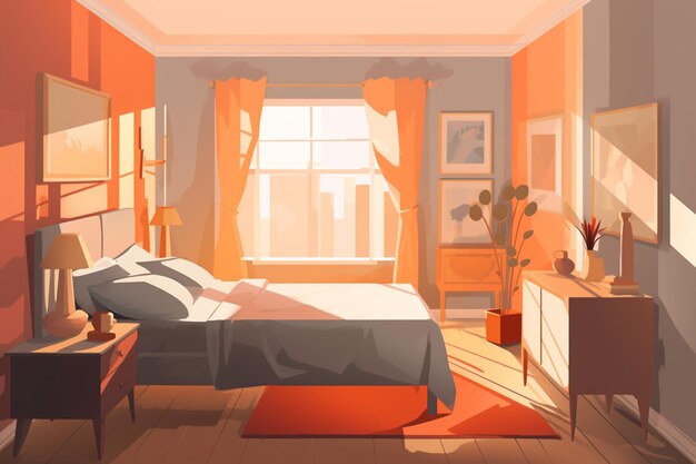 Illustrazione dell'interno della camera da letto