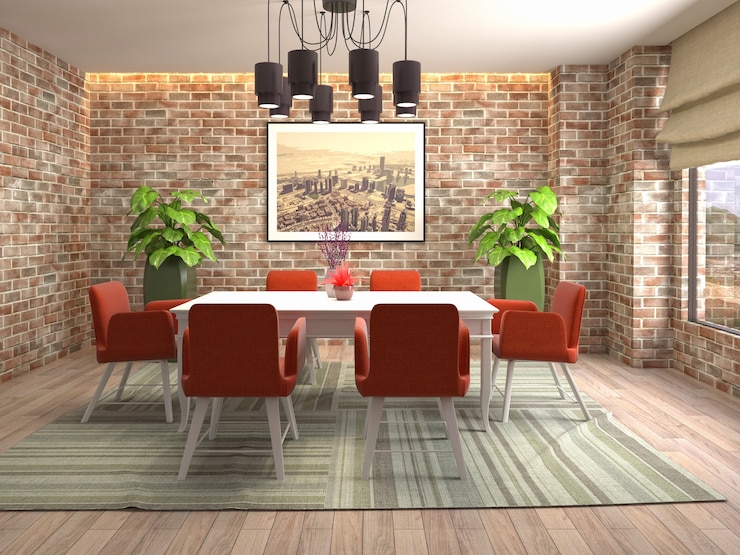 Foto illustrazione dell'interno della sala da pranzo