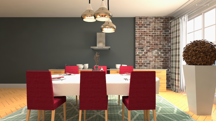 Foto illustrazione dell'interno della sala da pranzo