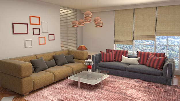 Illustrazione dell'interno di un soggiorno