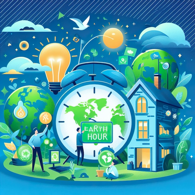 Illustrazione dell'ora verde della terra risparmia l'energia
