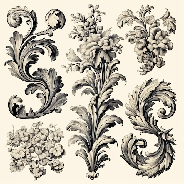 Illustrazione dell'ornamenti decorativi antichi altamente deta