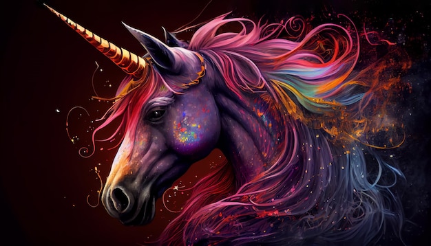 Illustrazione dell'unicorno bianco per il design dei bambini Capelli arcobaleno Cute fantasy animal Unicorn wallpaer