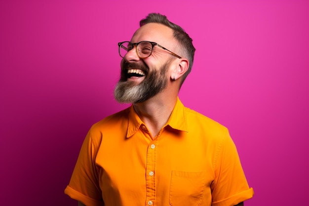 illustrazione dell'uomo che indossa gli occhiali con felicità su uno sfondo luminoso