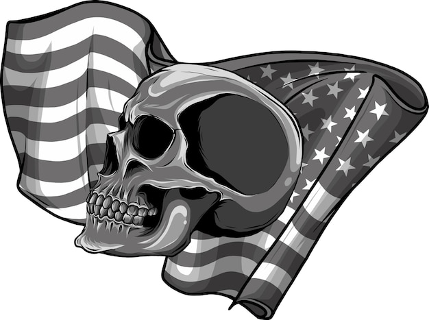 illustrazione della bandiera americana con il cranio