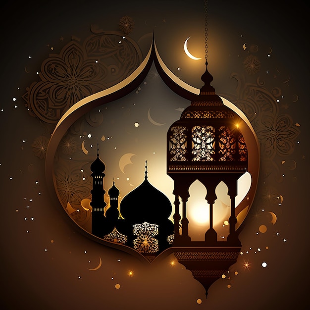 Illustrazione della cartolina d'auguri di Ramadan Kareem IA generativa