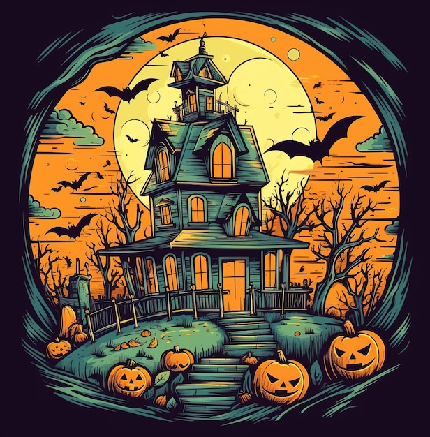 Illustrazione della casa di Halloween