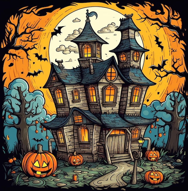 Illustrazione della casa di Halloween