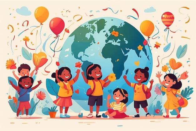 Illustrazione della celebrazione della Giornata Mondiale dell'Infanzia