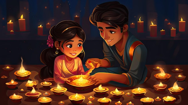 Illustrazione della celebrazione di Diwali