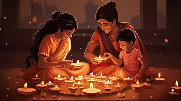 Illustrazione della celebrazione di Diwali