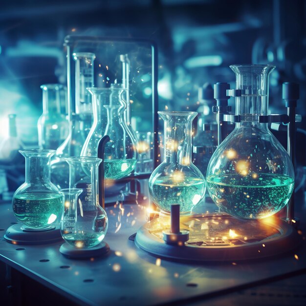 illustrazione della chimica di laboratorio o della ricerca e sviluppo scientifico co