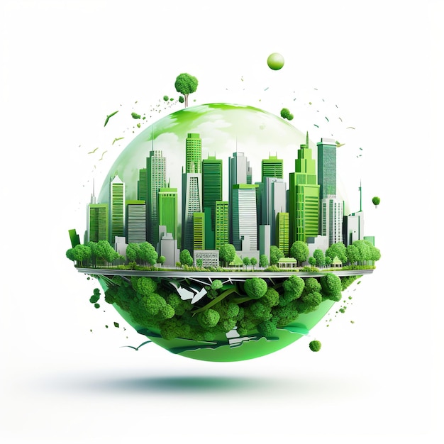 illustrazione della città verde sull'arte vettoriale del globo terrestre