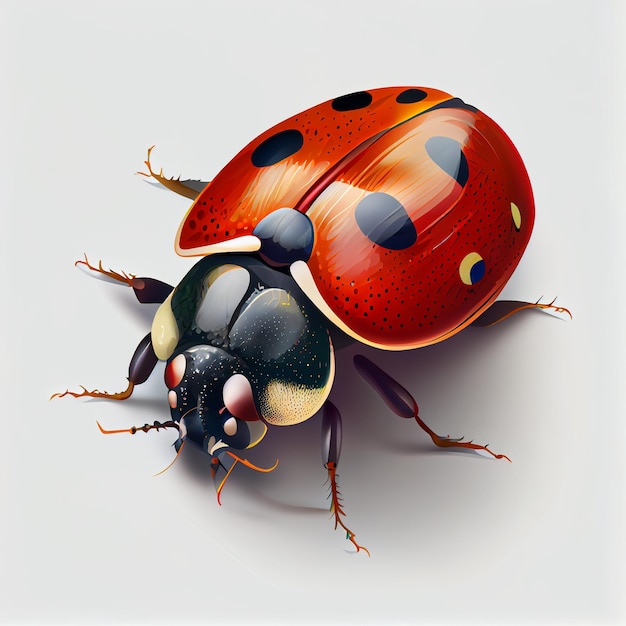 Illustrazione della coccinella (Coccinellidae) isolata su sfondo bianco. Elenco dei più grandi insetti.