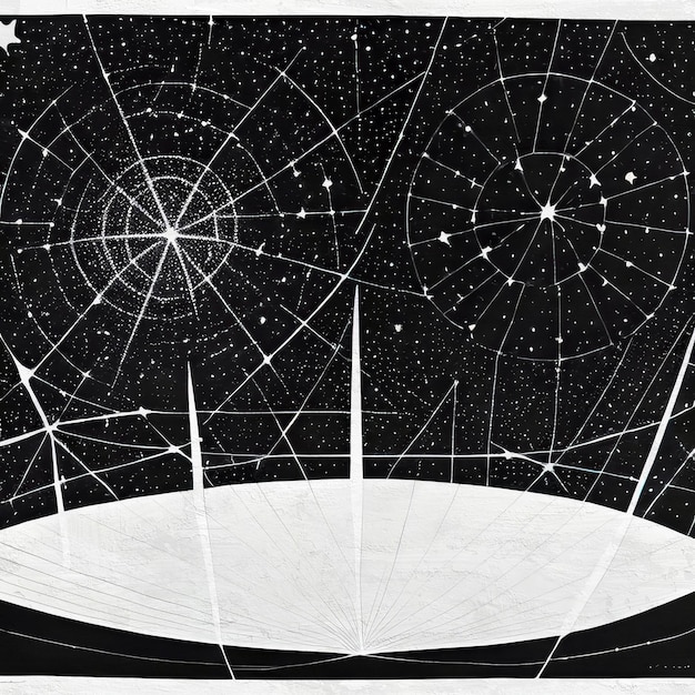 Illustrazione della costellazione delle stelle in bianco e nero Poster spaziale retrò Cosmo vintage