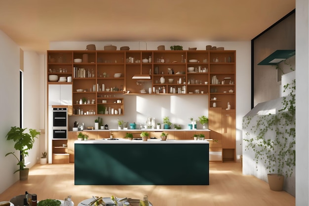 Illustrazione della cucina moderna nell'arte generativa della casa di AI