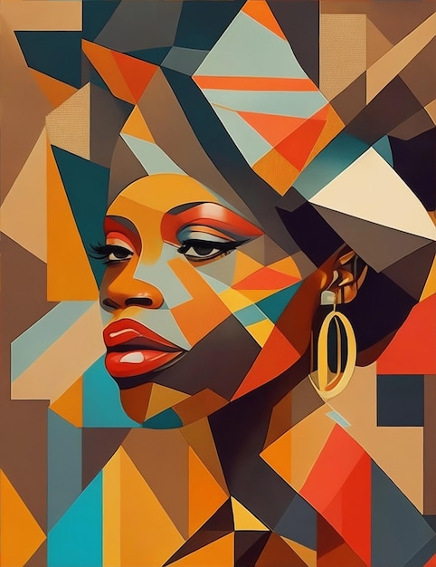 illustrazione della donna afroamericana di stile astratto geometrico