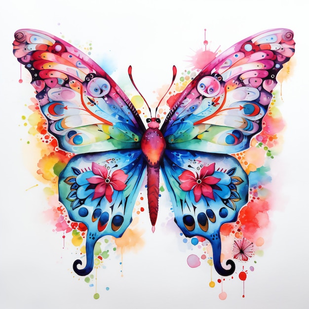 Illustrazione della farfalla dell'acquerello su bianco vuoto