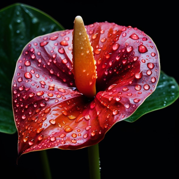 illustrazione della foto del capolavoro del fiore di Anthurium con acqua