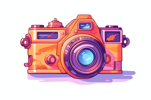 Illustrazione della fotocamera stile piatto cartone animato luminoso e luminoso