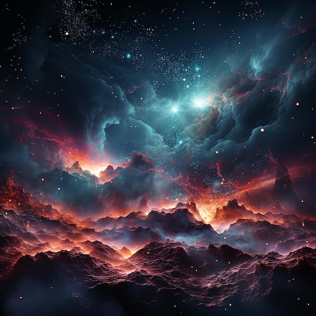 Illustrazione della galassia con stelle e polvere spaziale nell'universo generata dall'IA