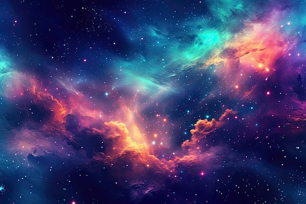 Illustrazione della galassia notturna della nebulosa spaziale Astronomia dell'universo cosmo AI generativa